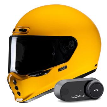 Casque Integral HJC V10 Deep Yellow + Kit Bluetooth Lokui K30