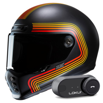 Casque Integral HJC V10 Foni MC1SF + Kit Bluetooth Lokui K30