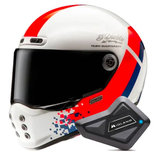 Casque Integral HJC V10 FQ20 Retro + Kit Bluetooth BT Mini