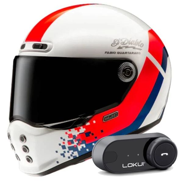 Casque Integral HJC V10 FQ20 Retro + Kit Bluetooth Lokui K30