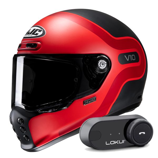 Casque Integral HJC V10 Grape MC1SF + Kit Bluetooth Lokui K30