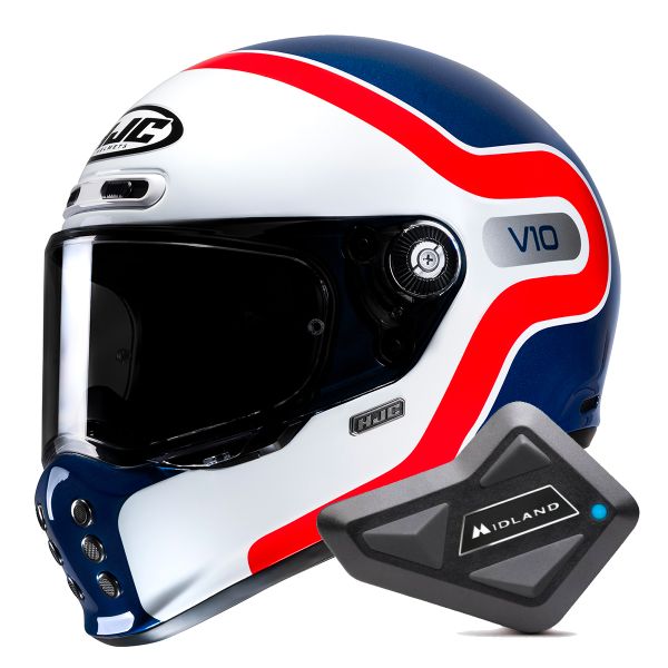 Casque Integral HJC V10 Grape MC21 + Kit Bluetooth BT Mini