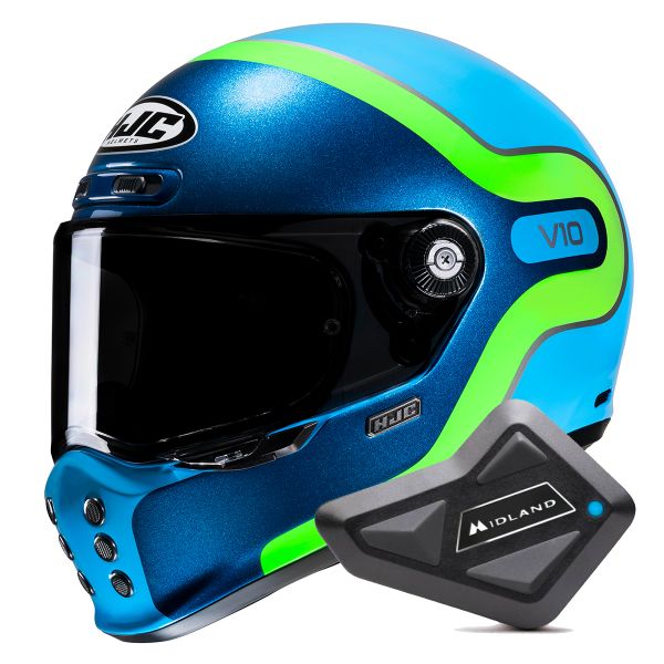 Casque Integral HJC V10 Grape MC24 + Kit Bluetooth BT Mini