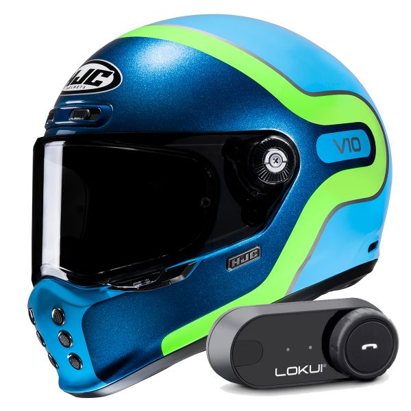 Casque Integral HJC V10 Grape MC24 + Kit Bluetooth Lokui K30
