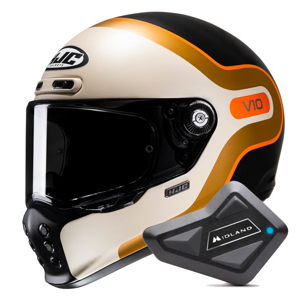 Casque Integral HJC V10 Grape MC7SF + Kit Bluetooth BT Mini