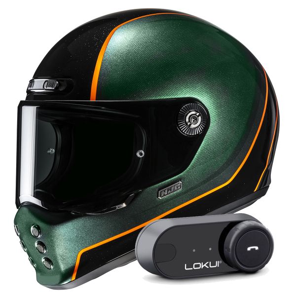 Casque Integral HJC V10 Hodu MC47 + Kit Bluetooth Lokui K30
