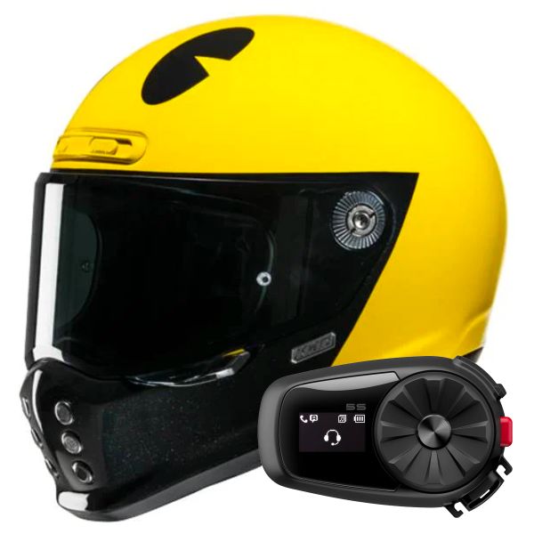Casque Integral HJC V10 Pacman MC3 + Kit Bluetooth 5S Solo