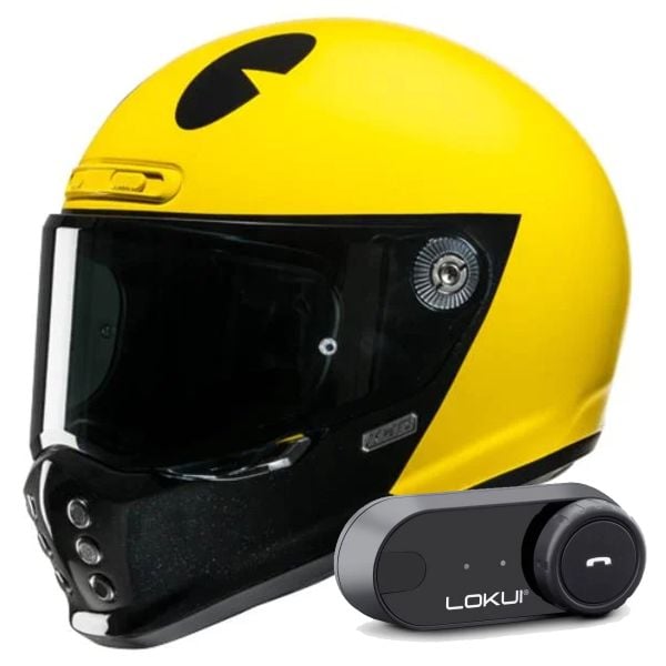 Casque Integral HJC V10 Pacman MC3 + Kit Bluetooth Lokui K30