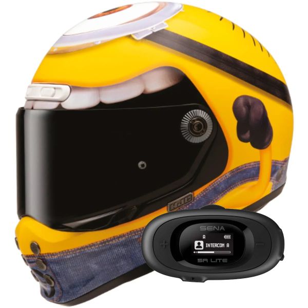Casque Integral HJC V10 Stuart Minions MC3 + Kit bluetooth 5R Lite Casque Integral HJC V10 Stuart Minions MC3 + Kit bluetooth 5R Lite