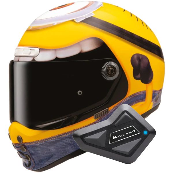 Casque Integral HJC V10 Stuart Minions MC3 + Kit Bluetooth BT Mini