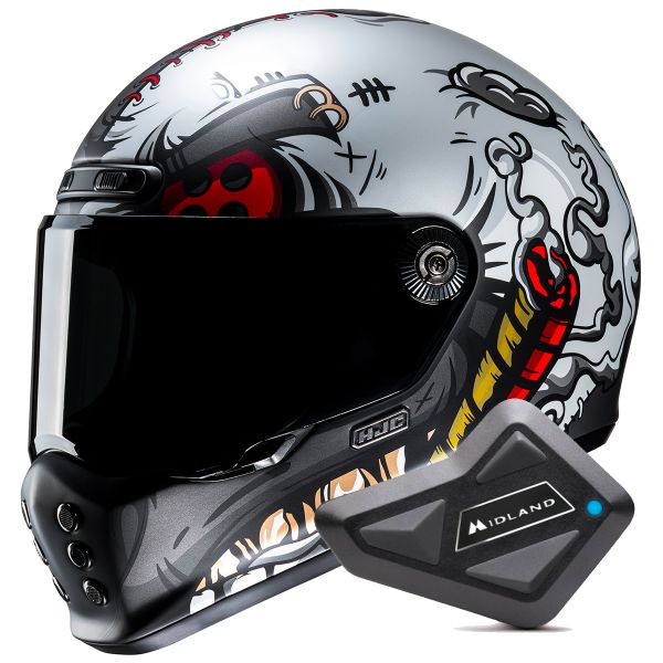 Casque Integral HJC V10 Vatt MC1SF + Kit Bluetooth BT Mini
