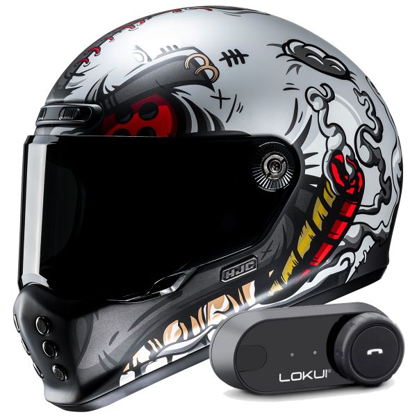 Casque Integral HJC V10 Vatt MC1SF + Kit Bluetooth Lokui K30