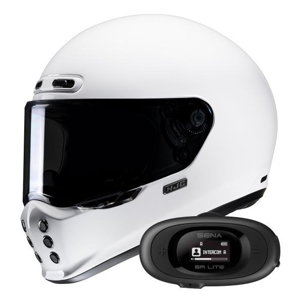 Casque Integral HJC V10 White + Kit bluetooth 5R Lite Solo Casque Integral HJC V10 White + Kit bluetooth 5R Lite Solo