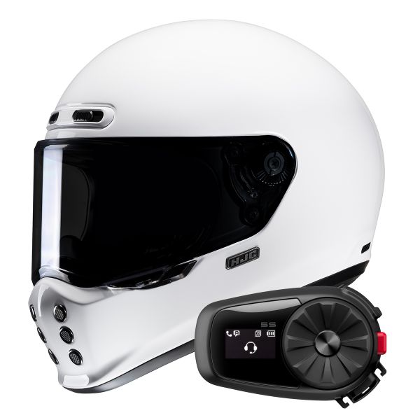 Casque Integral HJC V10 White + Kit Bluetooth 5S Solo Casque Integral HJC V10 White + Kit Bluetooth 5S Solo