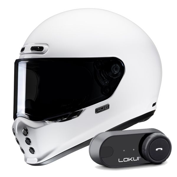 Casque Integral HJC V10 White + Kit Bluetooth Lokui K30 Casque Integral HJC V10 White + Kit Bluetooth Lokui K30