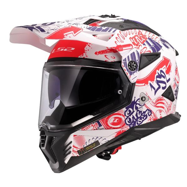 Casque Integral LS2 Pioneer II Fantasy White Red Blue MX702