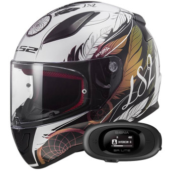 Casque Integral LS2 Rapid II Boho White Black Pink FF353 + Kit bluetooth 5R Lite Solo