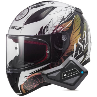Casque Integral LS2 Rapid II Boho White Black Pink FF353 + Kit Bluetooth BT Mini