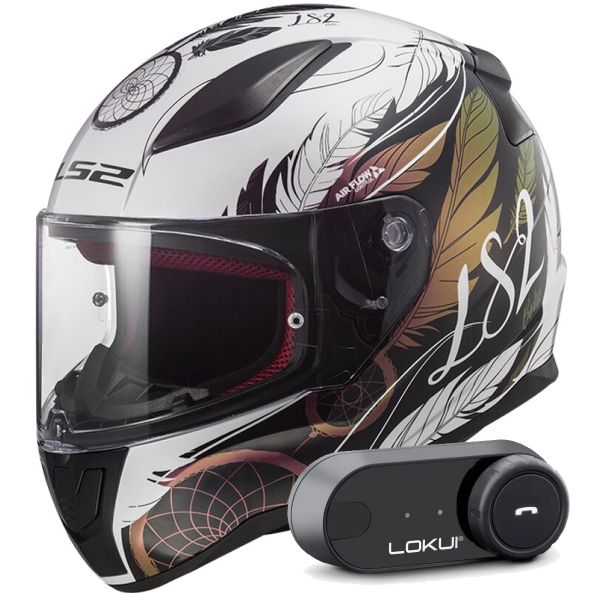 Casque Integral LS2 Rapid II Boho White Black Pink FF353 + Kit Bluetooth Lokui K30 Casque Integral LS2 Rapid II Boho White Black Pink FF353 + Kit Bluetooth Lokui K30