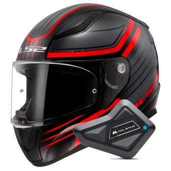 Casque Integral LS2 Rapid II Circuit Black Red FF353 + Kit Bluetooth BT Mini