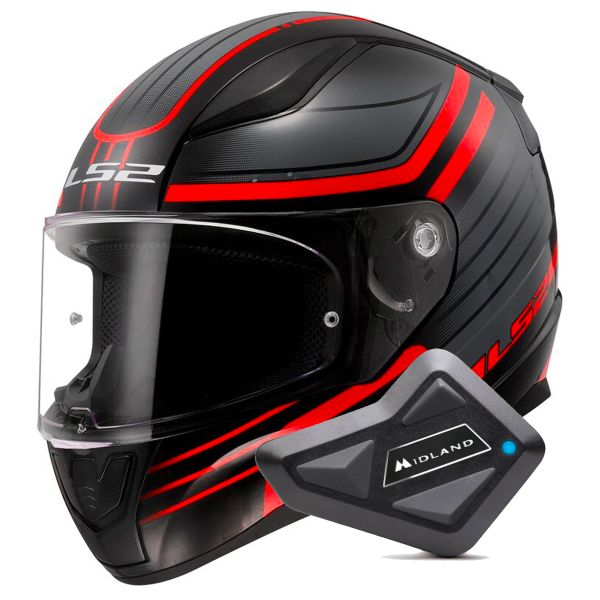 Casque Integral LS2 Rapid II Circuit Black Red FF353 + Kit Bluetooth BT Mini Casque Integral LS2 Rapid II Circuit Black Red FF353 + Kit Bluetooth BT Mini