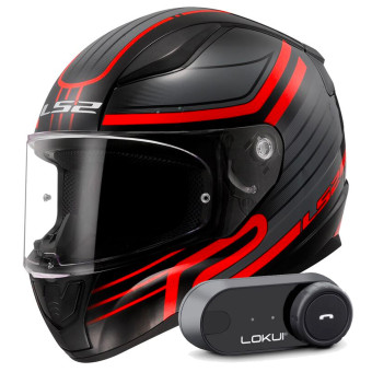 Casque Integral LS2 Rapid II Circuit Black Red FF353 + Kit Bluetooth Lokui K30