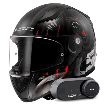 Casque Integral LS2 Rapid II Claw Black FF353 + Kit Bluetooth Lokui K30