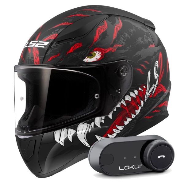 Casque Integral LS2 Rapid II Kaiju Matt Black Red White FF353 + Kit Bluetooth Lokui K30 Casque Integral LS2 Rapid II Kaiju Matt Black Red White FF353 + Kit Bluetooth Lokui K30