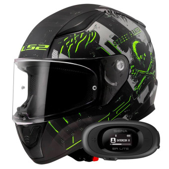 Casque Integral LS2 Rapid II Pirates Matt Titanium FF353 + Kit bluetooth 5R Lite Solo