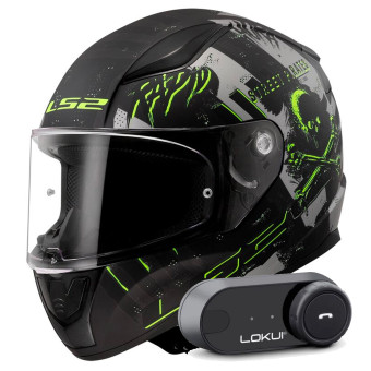 Casque Integral LS2 Rapid II Pirates Matt Titanium FF353 + Kit Bluetooth Lokui K30