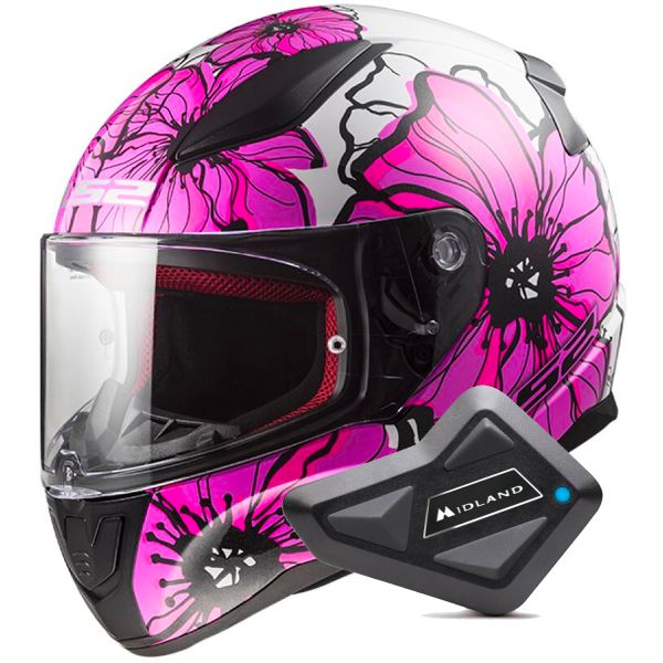 Casque Integral LS2 Rapid II Poppies Pink FF353 + Kit Bluetooth BT Mini Casque Integral LS2 Rapid II Poppies Pink FF353 + Kit Bluetooth BT Mini