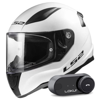 Casque Integral LS2 Rapid II Solid White FF353 + Kit Bluetooth Lokui K30