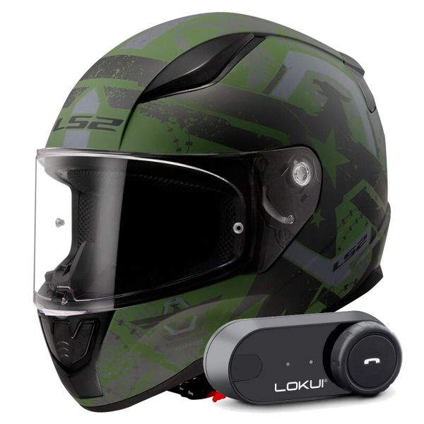 Casque Integral LS2 Rapid II Thunderbirds Matt Military FF353 + Kit Bluetooth Lokui K30