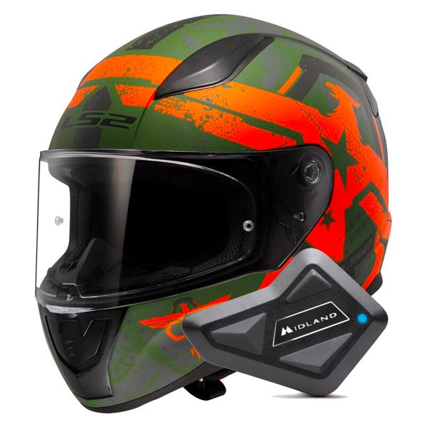 Casque Integral LS2 Rapid II Thunderbirds Matt Orange FF353 + Kit Bluetooth BT Mini