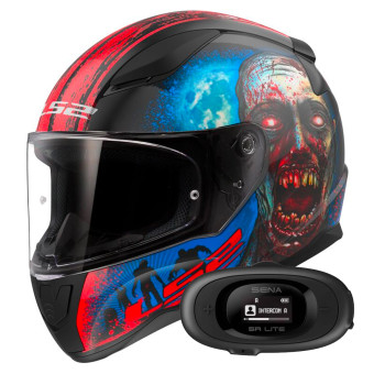 Casque Integral LS2 Rapid II Zombie Black Red FF353 + Kit bluetooth 5R Lite Solo