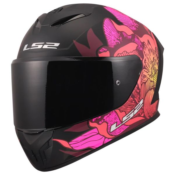 Casque Integral LS2 Rapid III Poppies II Black Pink FF820