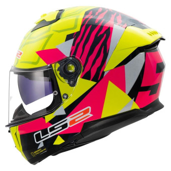 Casque Integral LS2 Stream II Tiger H-Vis Yellow Pink FF808