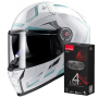Casque Integral LS2 Vector II Alizer Matt White Silver FF811 + Kit Bluetooth 4X