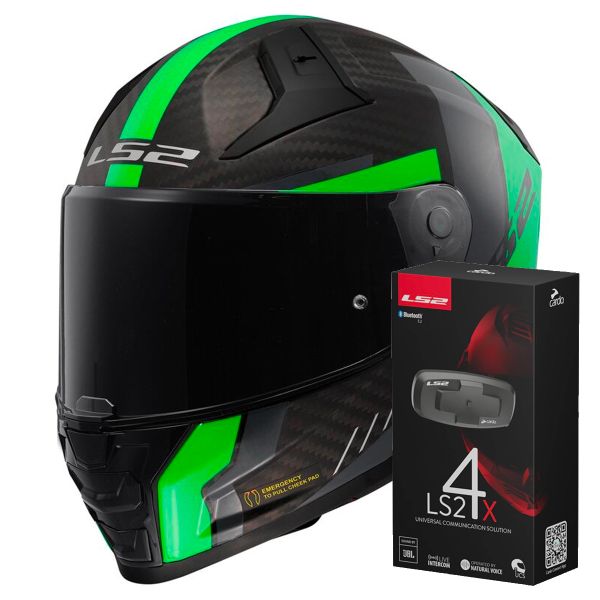 Casque Integral LS2 Vector II C Grid Matt Fluo Green FF811 + Kit Bluetooth 4X Casque Integral LS2 Vector II C Grid Matt Fluo Green FF811 + Kit Bluetooth 4X