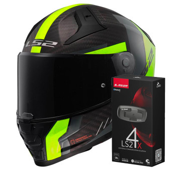 Casque Integral LS2 Vector II C Grid Matt H-V Yellow FF811 + Kit Bluetooth 4X