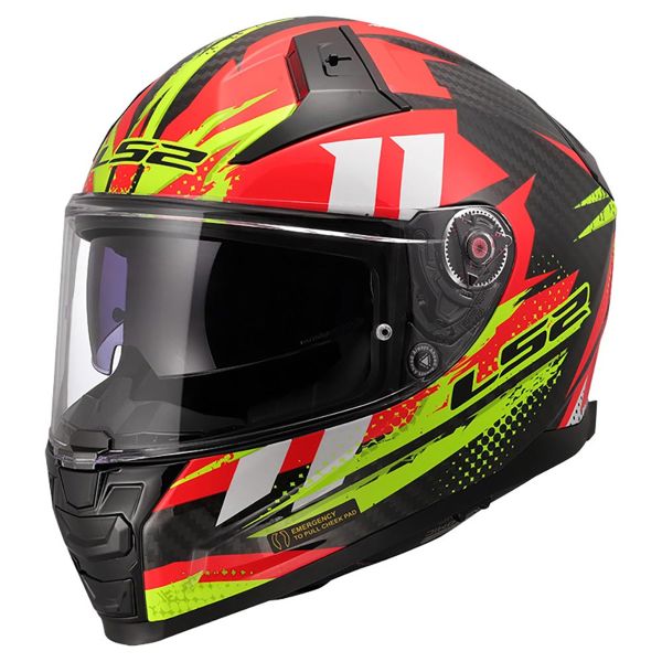 Casque Integral LS2 Vector II C Tantic Red H-Vis Yellow FF811