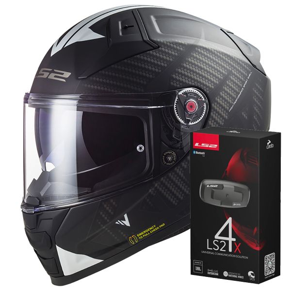 Casque Integral LS2 Vector II Splitter Black White FF811 + Kit Bluetooth 4X