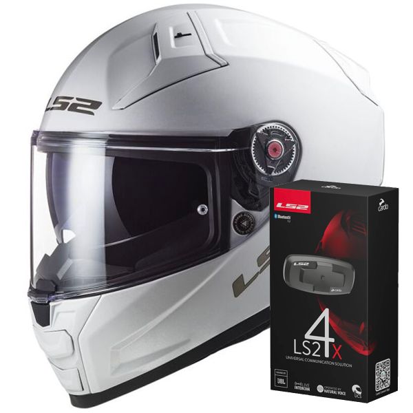 Casque Integral LS2 Vector II White FF811 + Kit Bluetooth 4X Casque Integral LS2 Vector II White FF811 + Kit Bluetooth 4X