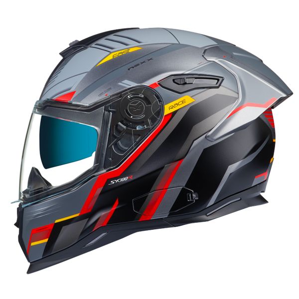 Casque Integral Nexx SX.100R Gridline Grey Red Matt