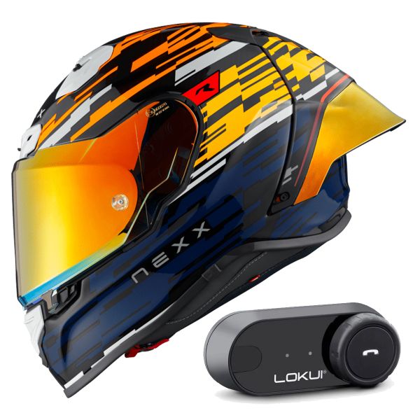 Casque Integral Nexx X.R3R Glitch Racer Orange Blue + Kit Bluetooth Lokui K30 Casque Integral Nexx X.R3R Glitch Racer Orange Blue + Kit Bluetooth Lokui K30