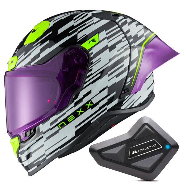Casque Integral Nexx X.R3R Glitch Racer White Neon + Kit Bluetooth BT Mini Casque Integral Nexx X.R3R Glitch Racer White Neon + Kit Bluetooth BT Mini