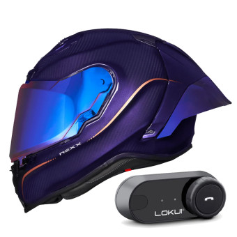 Casque Integral Nexx X.R3R Hagibis Carbon Purple + Kit Bluetooth Lokui K30