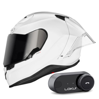 Casque Integral Nexx X.R3R White + Kit Bluetooth Lokui K30