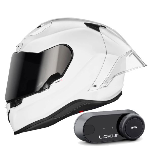 Casque Integral Nexx X.R3R White + Kit Bluetooth Lokui K30