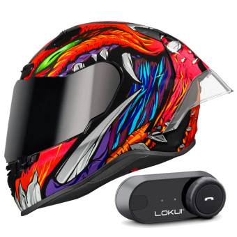 Casque Integral Nexx X.R3R Zorga Orange Green + Kit Bluetooth Lokui K30